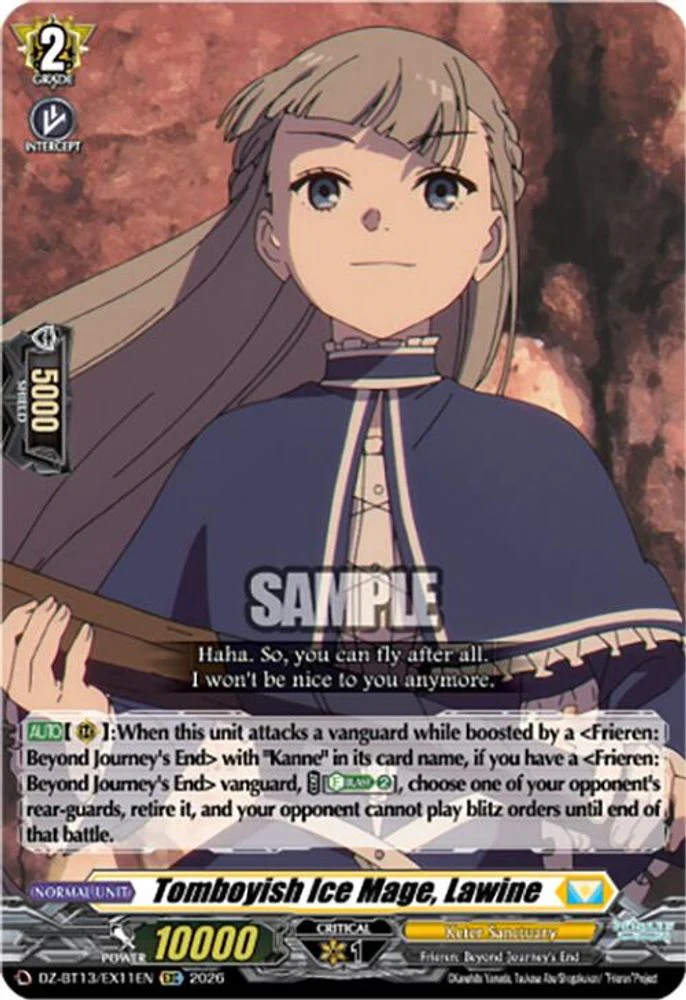 Tomboyish Ice Mage, Lawine - DZ-BT13/EX11EN - Extra Common