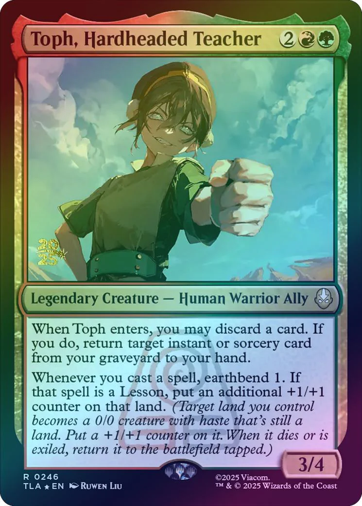 Toph, Hardheaded Teacher - Prerelease Promo (Foil) (PTLA)