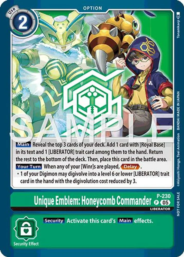 Unique Emblem: Honeycomb Commander (Dawn of Liberator Box Topper) - P-230 - Promo