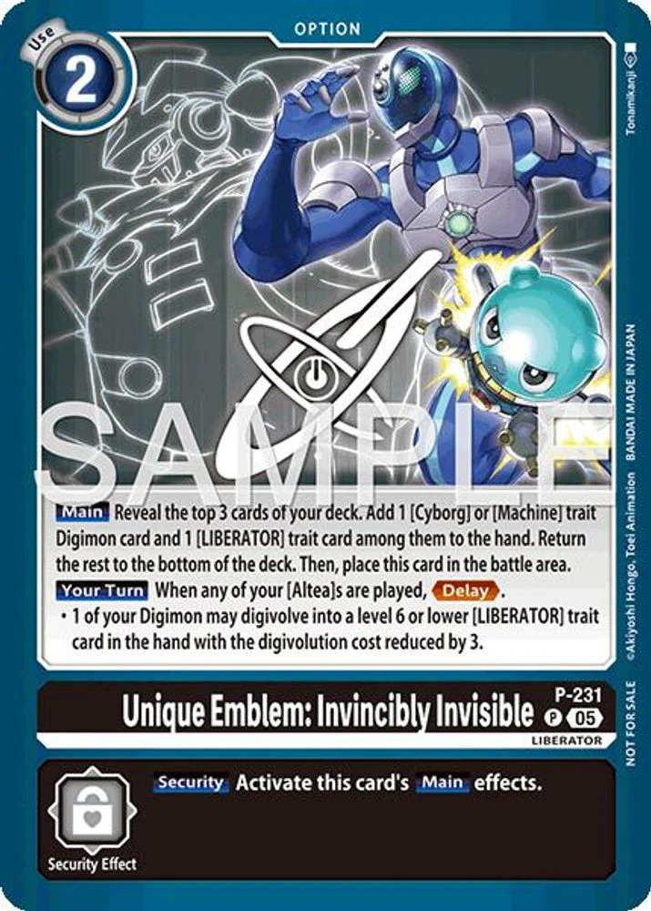 Unique Emblem: Invincibly Invisible (Dawn of Liberator Box Topper) - P231 - Promo