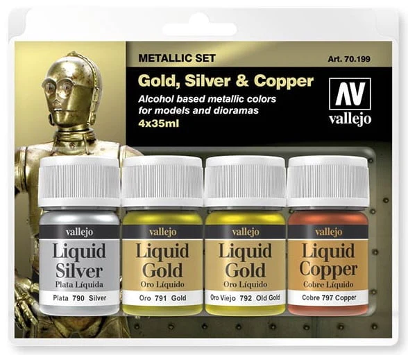 Vallejo - Liquid Metal Set: Gold Silver & Copper [70199]