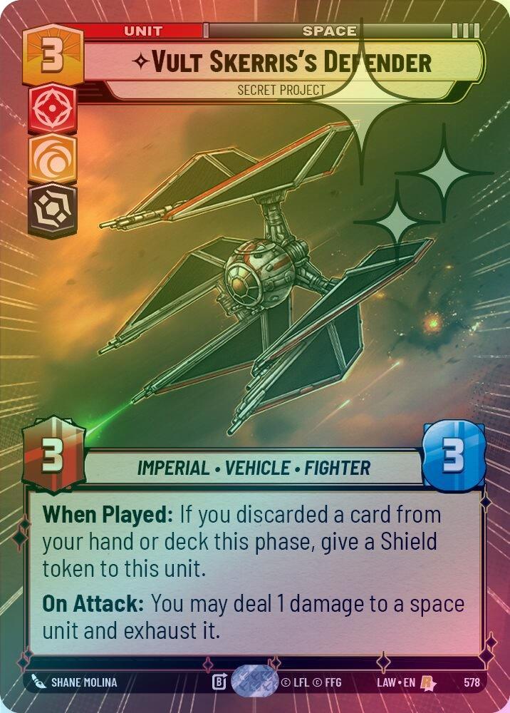Vult Skerris's Defender - Secret Project (Hyperspace Foil) - 578 - Rare (Foil)