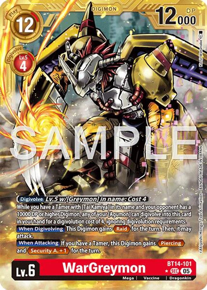 WarGreymon - BT14-101 (Gold Border) - BT14-101 - Secret Rare